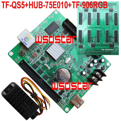 TF-QS5 + HUB-75E010 TF-906RGB датчик температуры и влажности 320*128 USB порт Lan полноцветная