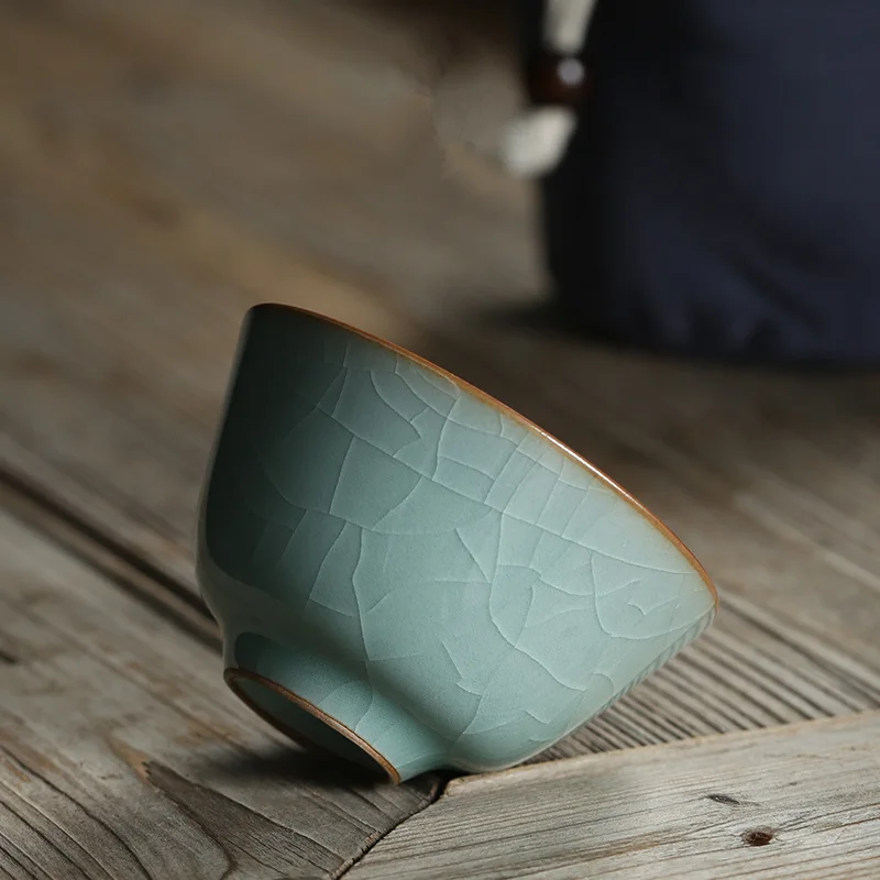 80ml one tea cup porcelain crackle glaze longquan celadon cup of tea marked Chinese cups Pu'er one piece on sales blue green