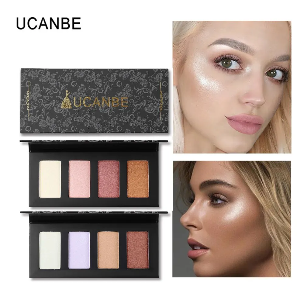 

UCANBE 4 Colors Highlighter Palette Shimmer Bronzer Face Contour Powder Brightening Face Glow Highlight Makeup Kit Cosmetics