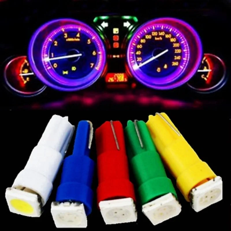 

5pcs T5 37 58 70 73 74 1 SMD 5050 Led Lamp Car Gauge Speedo Dash Bulb Dashboard instrument Light 12v blue red green white yellow