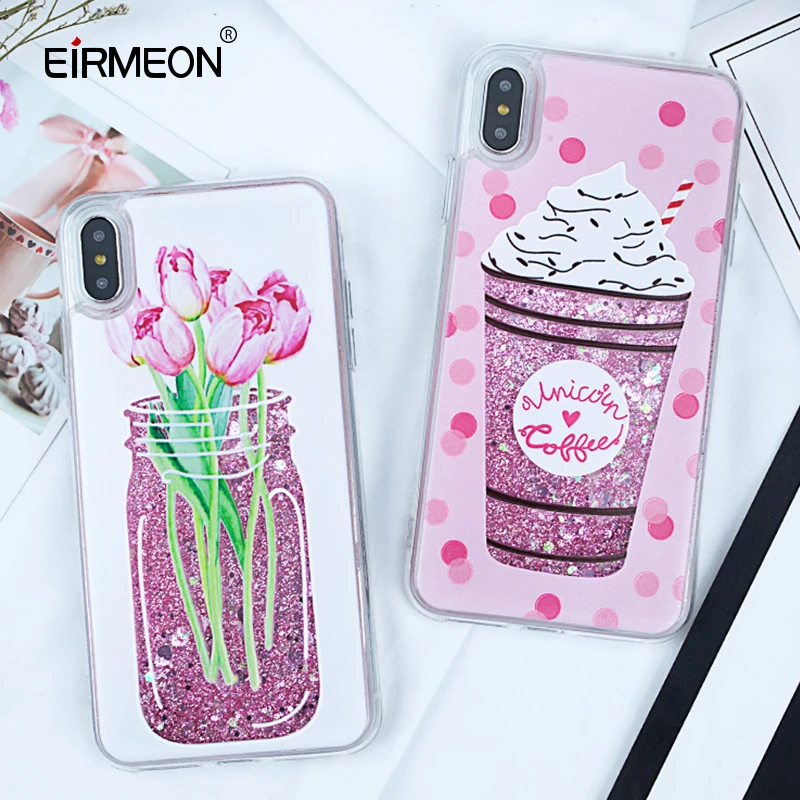 Жидкий сыпучий песок с блестками Bling Heart чехол для iPhone 7 8 X 5s SE 6 6s Plus XR XS Max мягкие