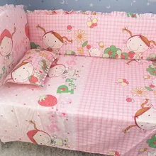 Промо-акция! 6 шт. детская кроватка комплект постельного белья для девочек и мальчиков кровать для новорожденных постельное белье хлопок мультфильм(бамперы+ простыня+ наволочка