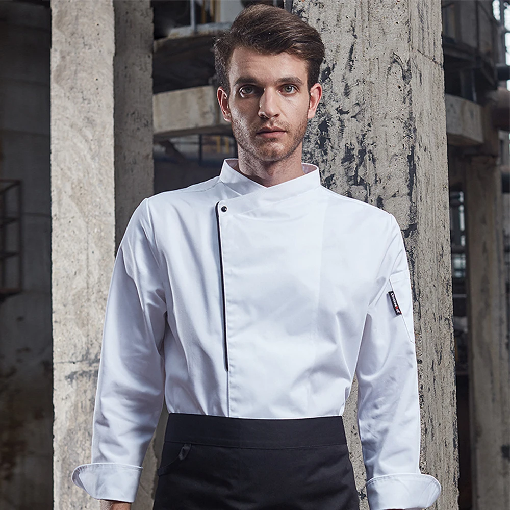 Новая Черно-белая одежда для шеф-повара с длинным рукавом, одежда для шеф-повара в отеле, одежда для еды, пальто, униформа для ресторана, рубашки для шеф-повара - Цвет: long sleeve