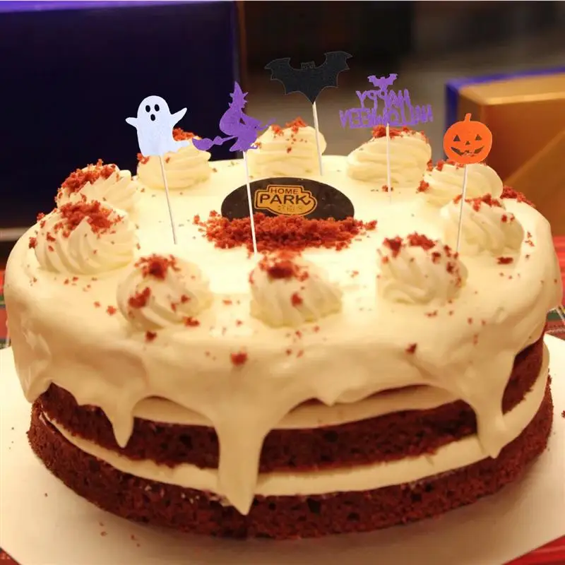 50pcs Pumpkin Ghost Witch Cake Topper For Halloween Party Decoration Cupcake Muffin Picks Birthday Halloween Party Supplies A3