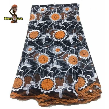 

2019 Latest african fabrics new french tulle lace with stones for dress