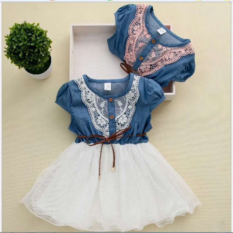 Г. Летняя детская одежда; платье принцессы для маленьких девочек на день рождения; кружевной тюль с цветами; милое джинсовое платье; повседневные платья; Vestido