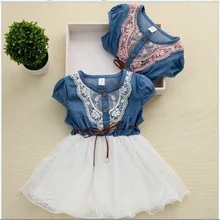 Г. Летняя детская одежда; платье принцессы для маленьких девочек на день рождения; кружевной тюль с цветами; милое джинсовое платье; повседневные платья; Vestido