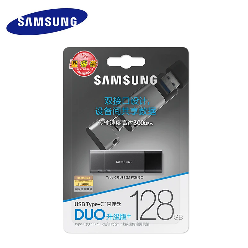 Samsung Cle USB 32 Гб, флеш-накопитель USB 3,1 DUO Plus, 64 ГБ, 128 ГБ, USB C, флешка для Chromebooks, настольного ноутбука