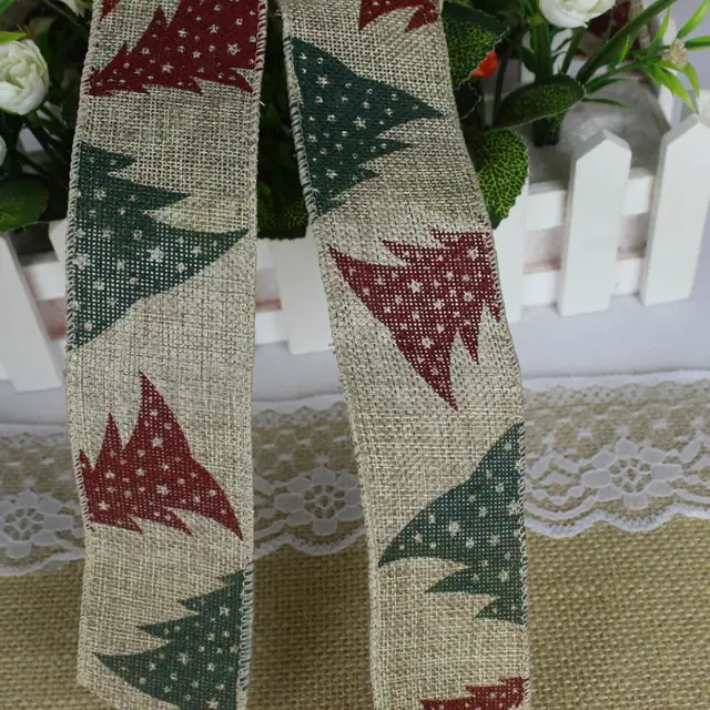 5cm width burlap ribbon christmas ornaments printing tree decoration christmas present weeding wire edged diy - Christmas Burlap Ribbon 5cm width burlap ribbon christmas ornaments printing tree decoration christmas present weeding wire edged diy - Christmas Burlap Ribbon