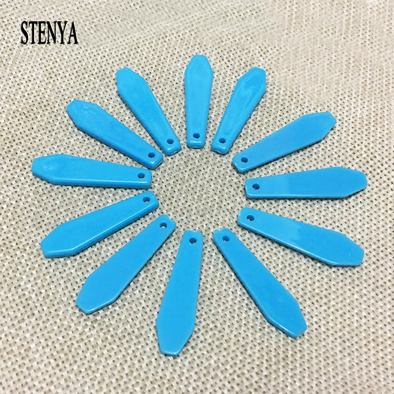 

STENYA 32x8mm light blue Acrylic loose beads flat chips pendants tassels necklace earrings jewelry findings Exaggeration charms