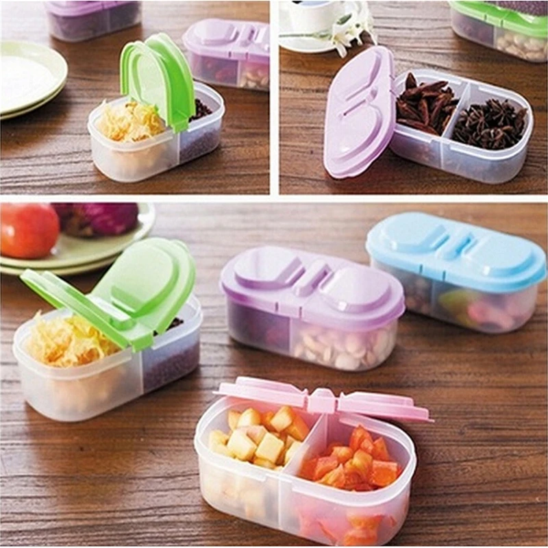 

Plastic 2 Lattices Sealed Crisper Grains Tank Food Storage Box Storage Kitchen Sorting Food Storage Box Container