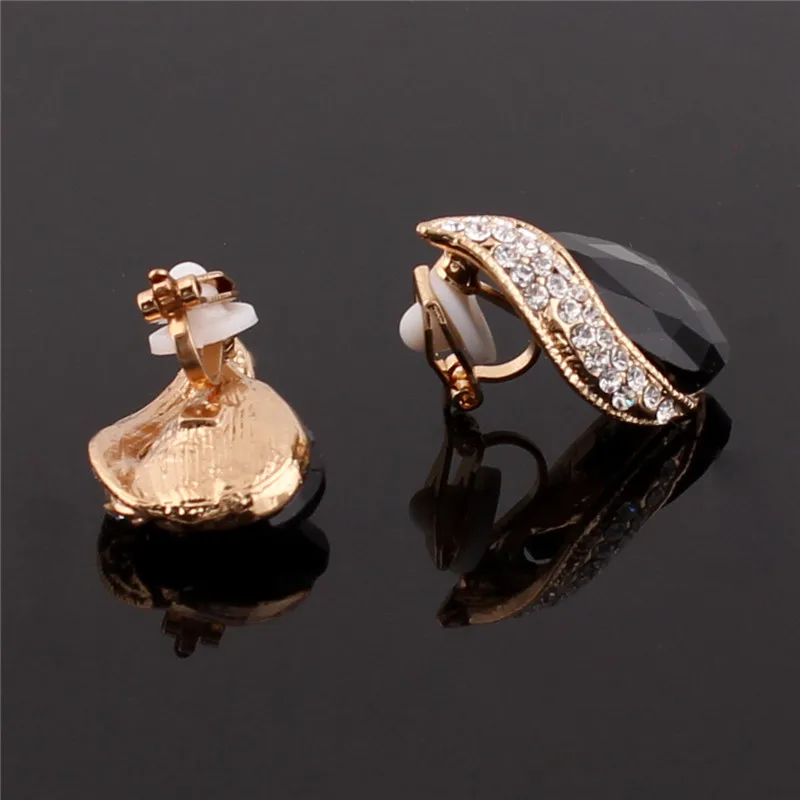 High-grade Rhinestone Crystal Tear Drop Shape Clip on Earrings Non Piercing for Women Wedding Luxury No Hole Earrings New