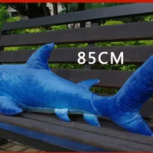 Плюшевая игрушка Акула среднего размера, милая темно-синяя Мягкая кукла-Акула, подарок на день рождения около 85 см