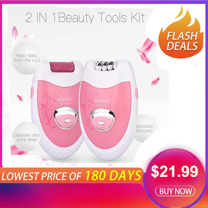 

Free Shipping 2 in 1 Multifunctional Rechargeable Electric Lady Epilator Foot Care Callus Remover Beauty Kits RCS301PQ
