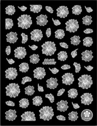 Новейший CC-014, прозрачный цветок, 3d ногтей, маникюр, самоклеющиеся, сделай сам, деколь, дизайн, наклейки для ногтей - Цвет: 13
