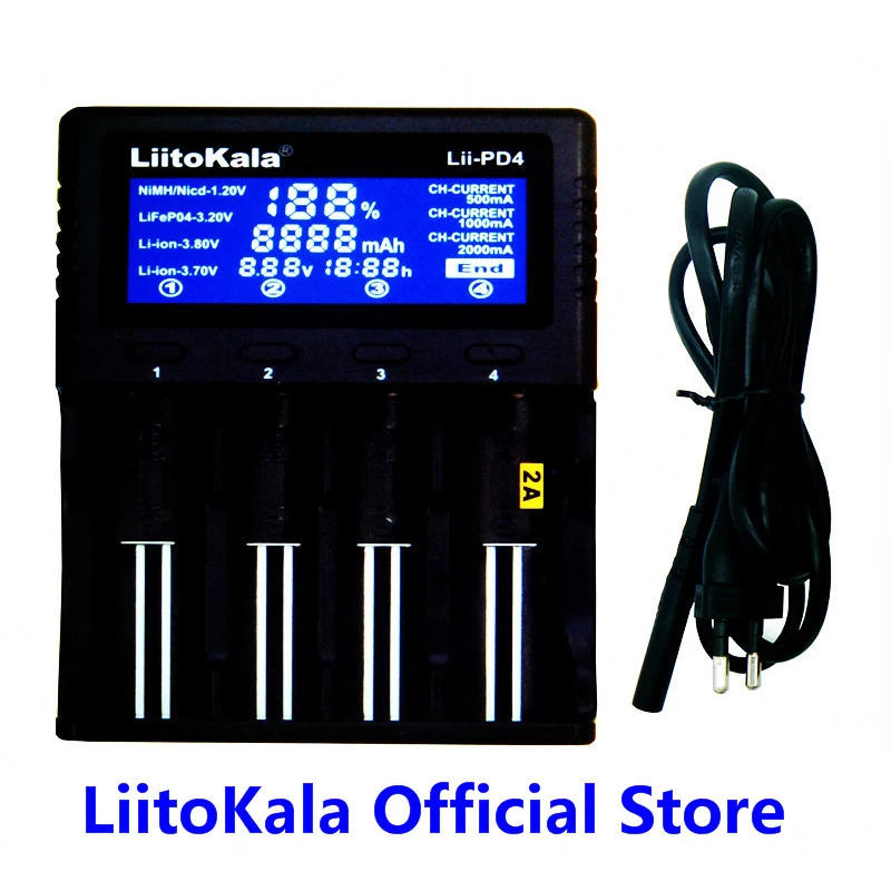 США/ЕС умное устройство для зарядки никель-металлогидридных аккумуляторов от компании LiitoKala: Lii-PD4 Батарея Зарядное устройство для 18650 26650 21700 3,7 V/3,2 V/1,2 V/3,8 V литий никель-металл-гидридного Батарея зарядное устройство для lcd дисплея пластина
