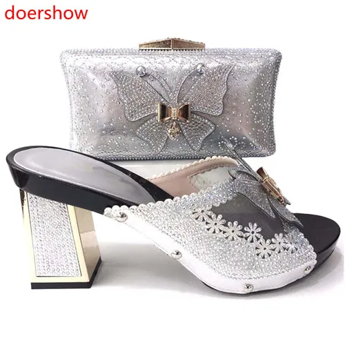 

doershow Italian Matching Shoes and Bag Set African Wedding Shoe and Bag set Italy Shoe and Handbag Summer Set Women PYY1-25