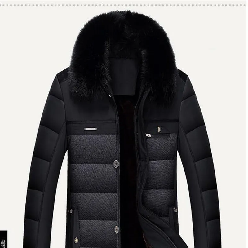 2016 Hot Sale Winter Jacket Men Parka Warm Male Thick Outerwear Turn Down Fur Collar Short