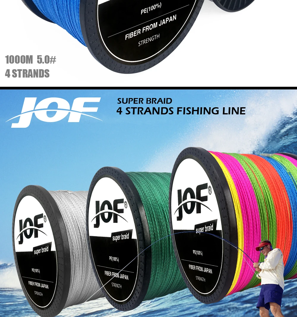 JOF Fishing 4 нити 100 м 150 м 300 м 500 м 1000 м ПЭ плетеная рыболовная леска в соленой воде плетеный Карп Рыболовный шнур Pesca Wire