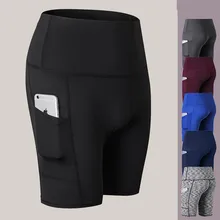 Для женщин Высокая Талия шорты для йоги, для бега тренировочные быстросохнущая тянущиеся для фитнеса шорты