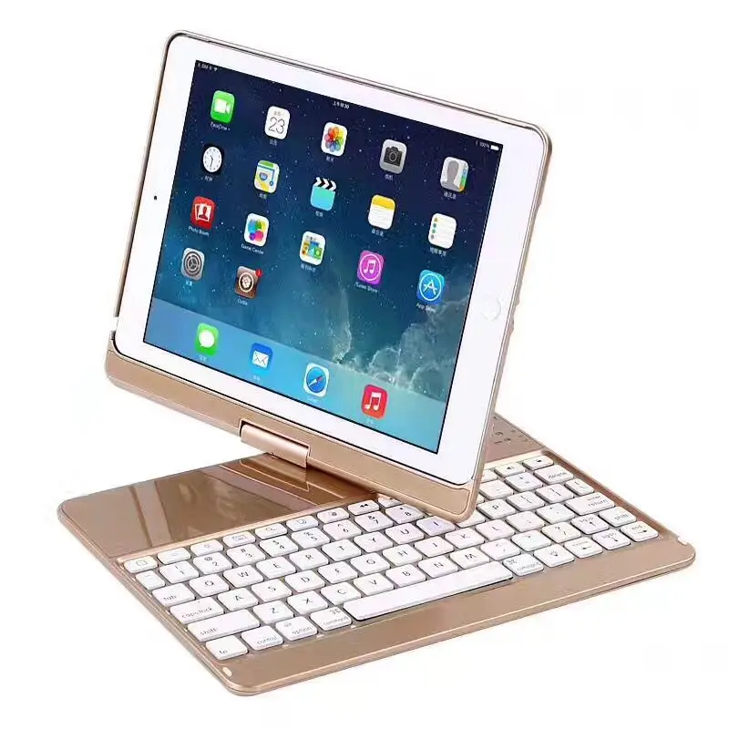2018 Keyboard For iPad New 2017 9.7 360 Degree Rotation Wireless Bluetooth Keyboard Backlit Case Cover Keyboard for iPad Air 2