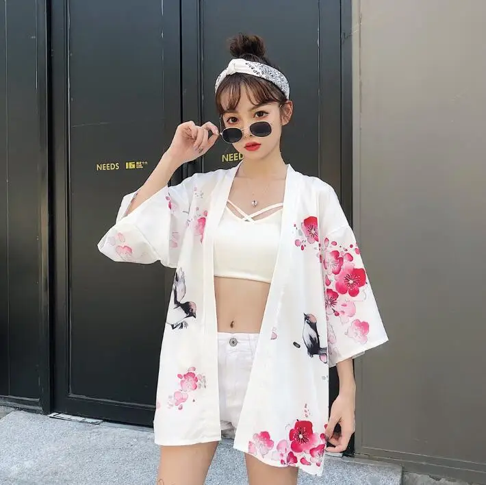 Fashion Summer Kimono Cardigan Woman Cardigan Japanese Kimono Yukata Woman Thin Loose Coat