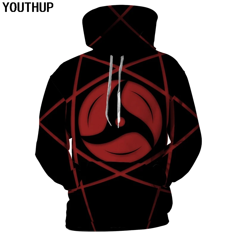 YOUTHUP 2018 Men Hoodies 3D Print Sharingan Hooded Sweatshirts Fashion 