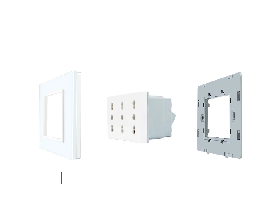 Livolo Италия Стандартный 3 булавки гнездо, белый кристалл стекло, 16A, 250 В, стены Powerpoints с вилкой VL-C9C3IT-11