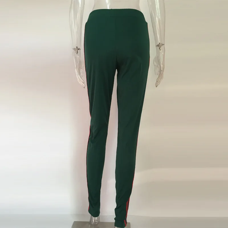 Женские брюки, новинка, спортивные брюки, спортивные брюки-карандаш, повседневные штаны с боковой полосой, штаны-шаровары, высокое качество, длинные зеленые брюки