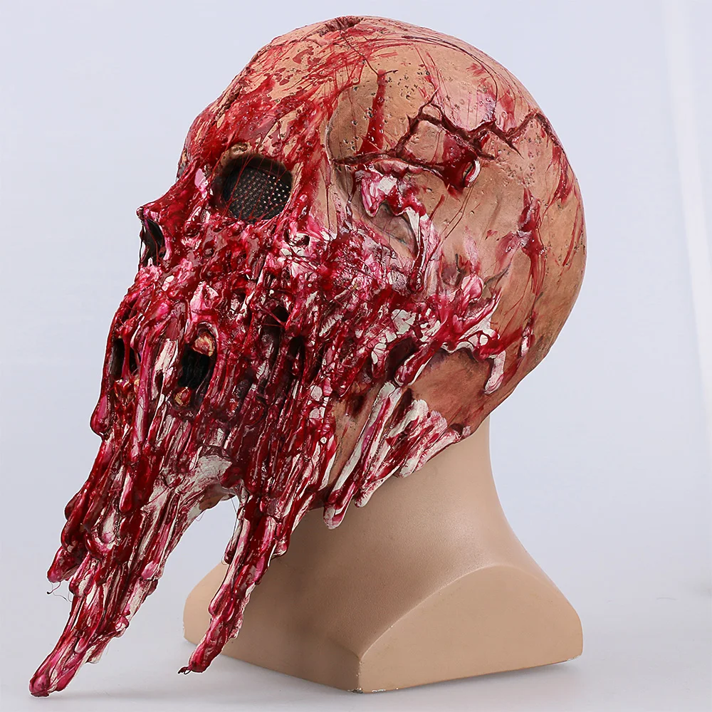 Scary Skull Latex Halloween Zombies Goonies Mask Blood Horror Face Overhead Skull Vampire Costume Face Mask Fancy Party Prop (5)