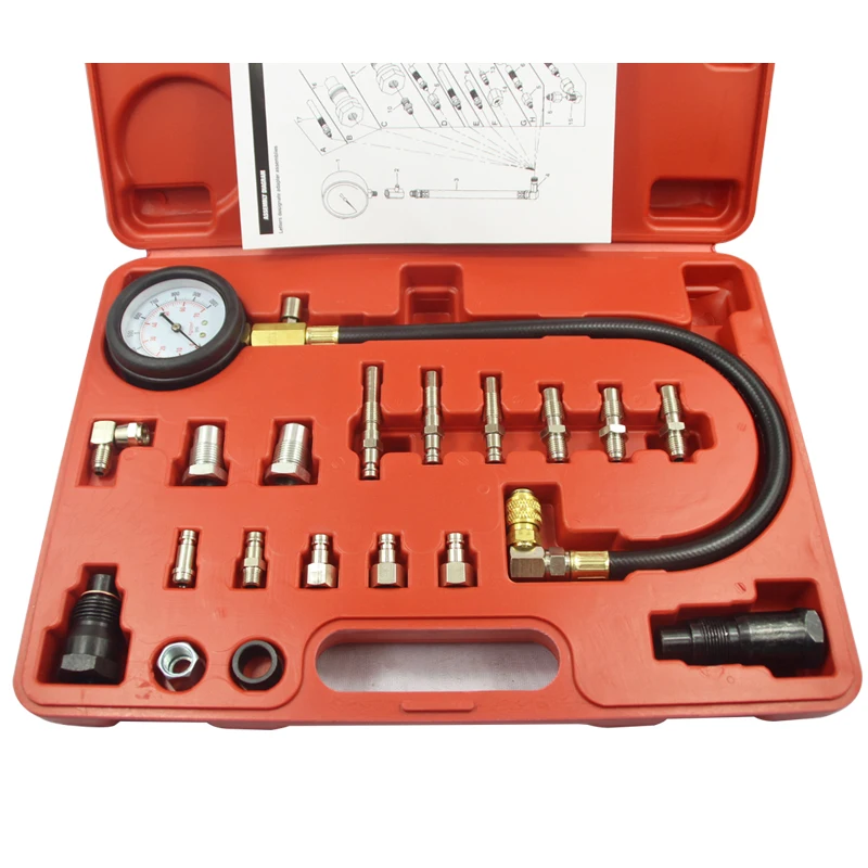 TU-15A Diesel Engine Compression Tester Tool Kit Cylinder Pressure Gauge 0~1000PSI