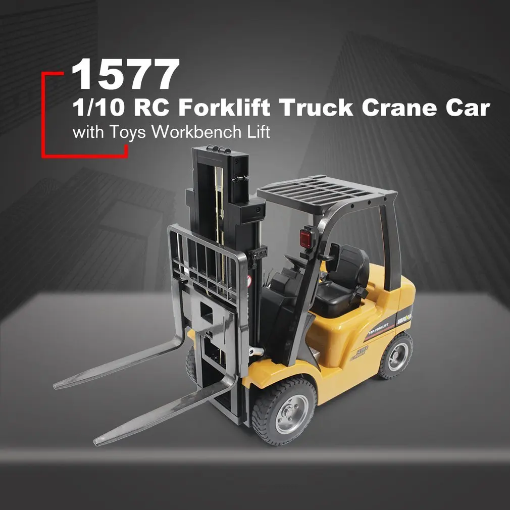 

HUINA TOYS 1577 1/10 8CH Alloy RC Forklift Truck Crane Truck Construction Car Vehicle Toy with Sound Light Workbench Lift RTR