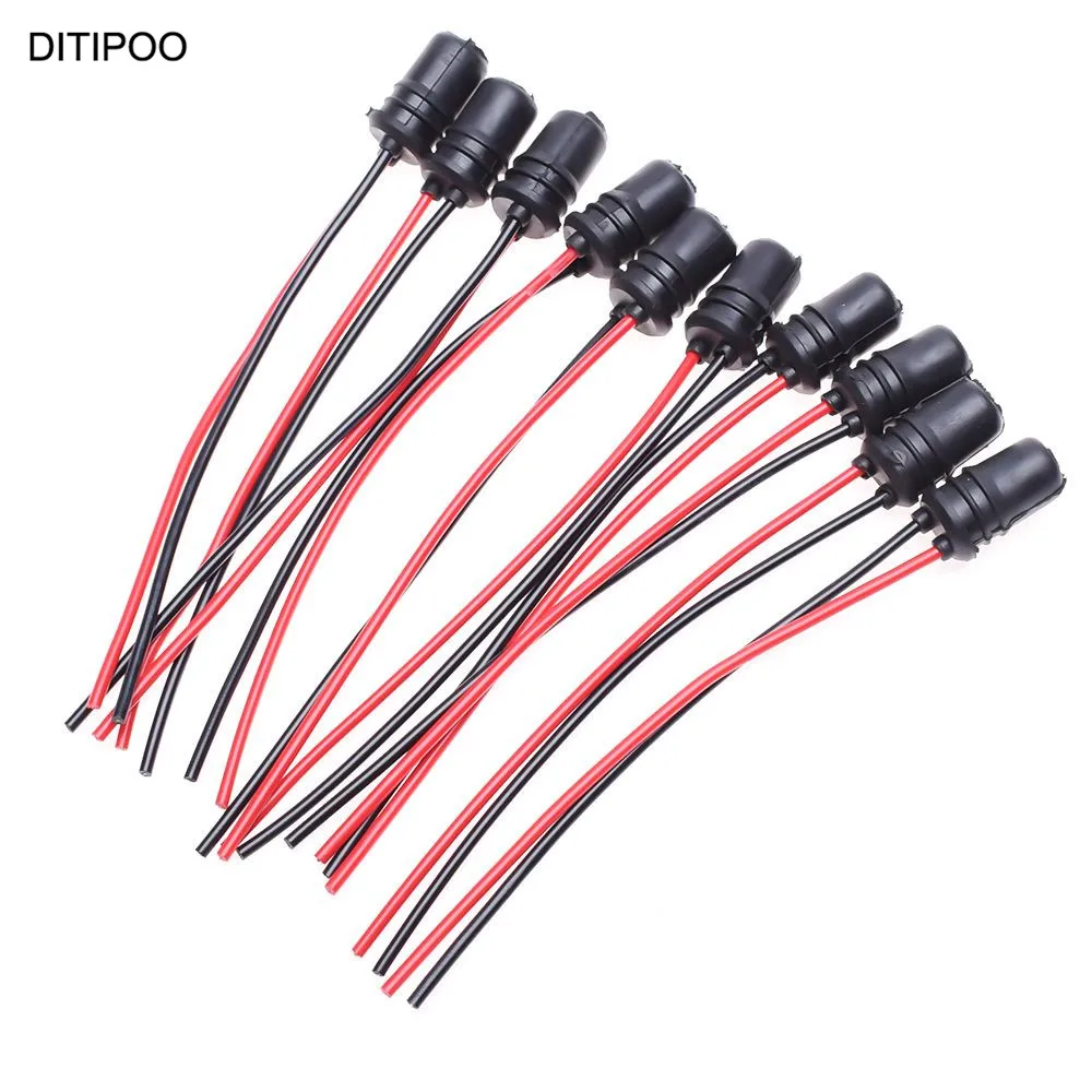 

New 10 Pcs Rubber T10 W5W Car Auto Bike Light Bulb Round Socket Lamp Holder Base Connector
