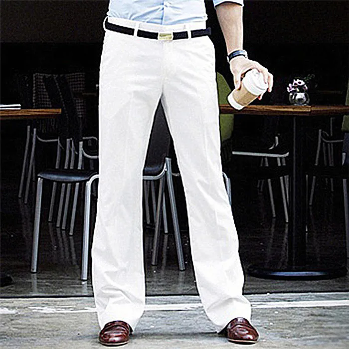 Новинка, расклешенные брюки Modis, мужские летние прямые брюки, британский стиль, свободные брюки для отдыха, строгие брюки для мужчин - Цвет: White