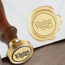 Персонализированные пользовательские Воск печать штамп с именем на " die-#181 крепление шрифт с линии границы и прокрутки