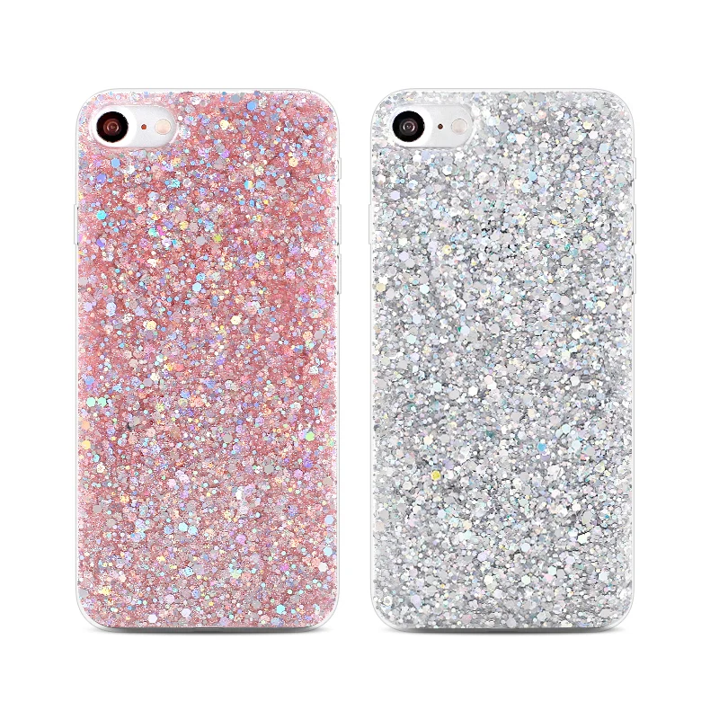 Silicone Bling Glitter Soft Phone Case with Shiny Powder Finish