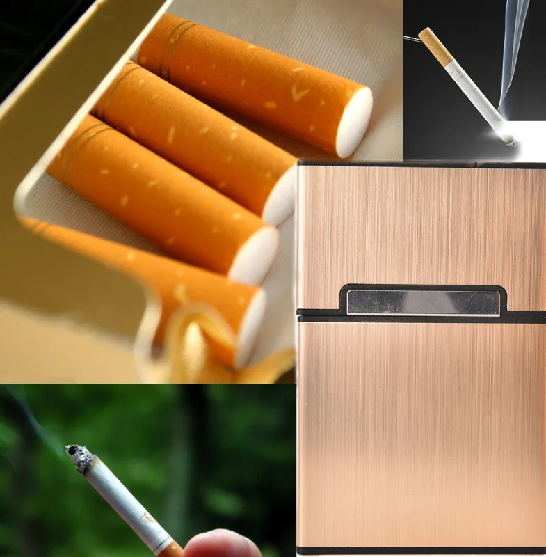 

2-in-1 Cigarette Case Box Lighter for Smoking Flameless Aluminum Alloy USB Rechargeable Lighter Windproof Lighter Dropshipping