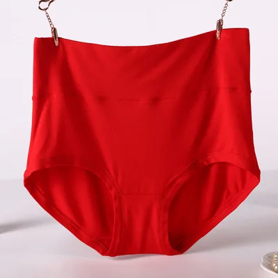Женское нижнее белье, очень большие размеры, женские трусики, 200 фунтов, модальные кружевные сексуальные женские трусы с высокой талией - Цвет: Красный