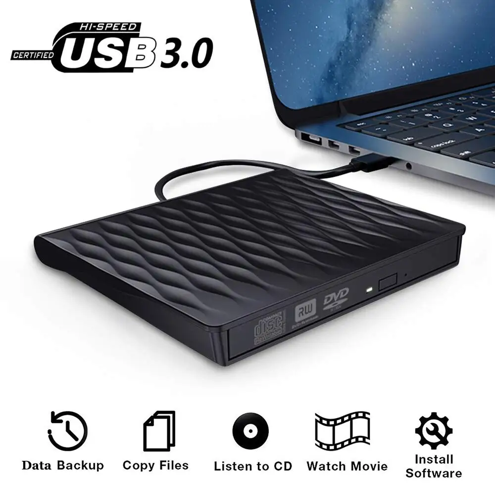 

YiYaYo USB 3.0 External DVD RW Burner Writer DVD RAM Optical Drive CD ROM Player for hp Mac Apple PC Laptop OS Windows 10/8/7