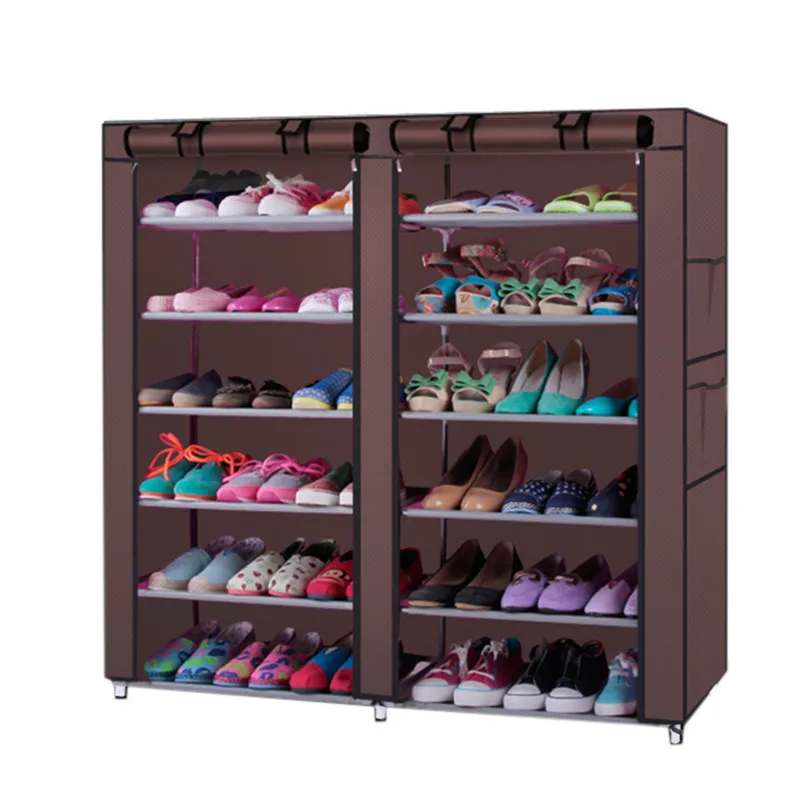 

Multi Layer Shoe Rack Nonwoven Fabric Steel Pipe home Shoe cabinet Shelf Storage Organizer Holder Space Saving 6-Row 2-Line