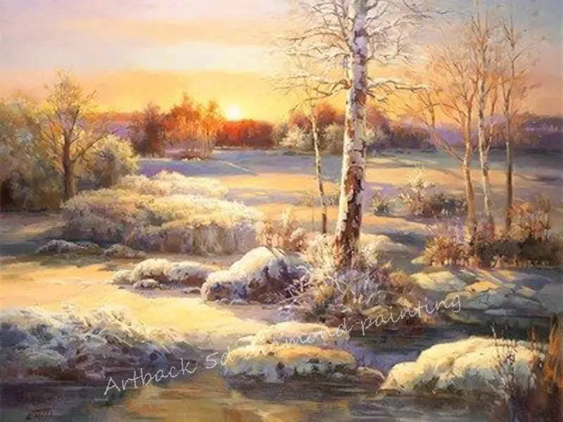 5D Diamond Painting Tree Snow Full Square / Round Drill Winter Scenery 3d Embroidery Art Mosaic Decoration | Дом и сад