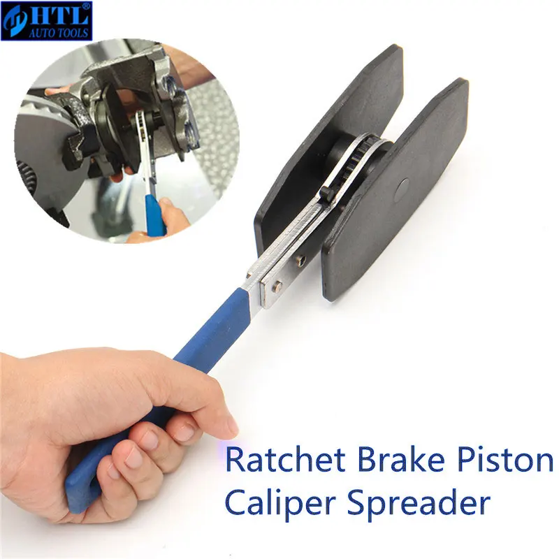 Universal Car Ratcheting Caliper Piston Tool Spreader Press Tool with 2 pcs Steel Plates Brake Caliper Press Ratchet As Show 