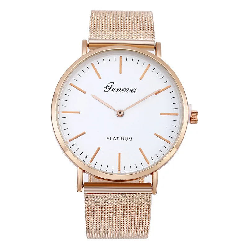 

Reloj mujer Top Brand Fashion Simple Geneva Unisex Quartz-Watch Silver Golden Metal Mesh Band Women Dress Sport Watch Zegarki