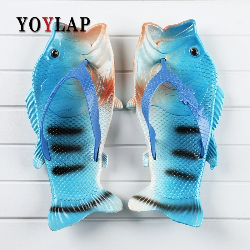 

Yoylap New Summer Shoes Men Fish Slippers unisex Flip Flops Sandals Beach Personality Creative Slippers big size 35-45