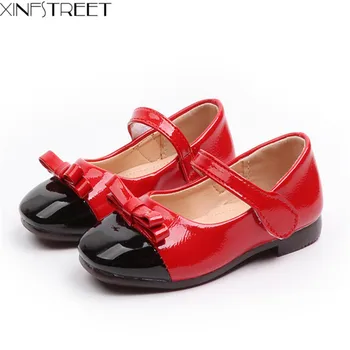 

Shoes For Kids 2018 Autumn/Spring Fashion Parthwork Bow Kids Shoes For Girl Leather Solid Hollow Casual Pretty Girls Shoes