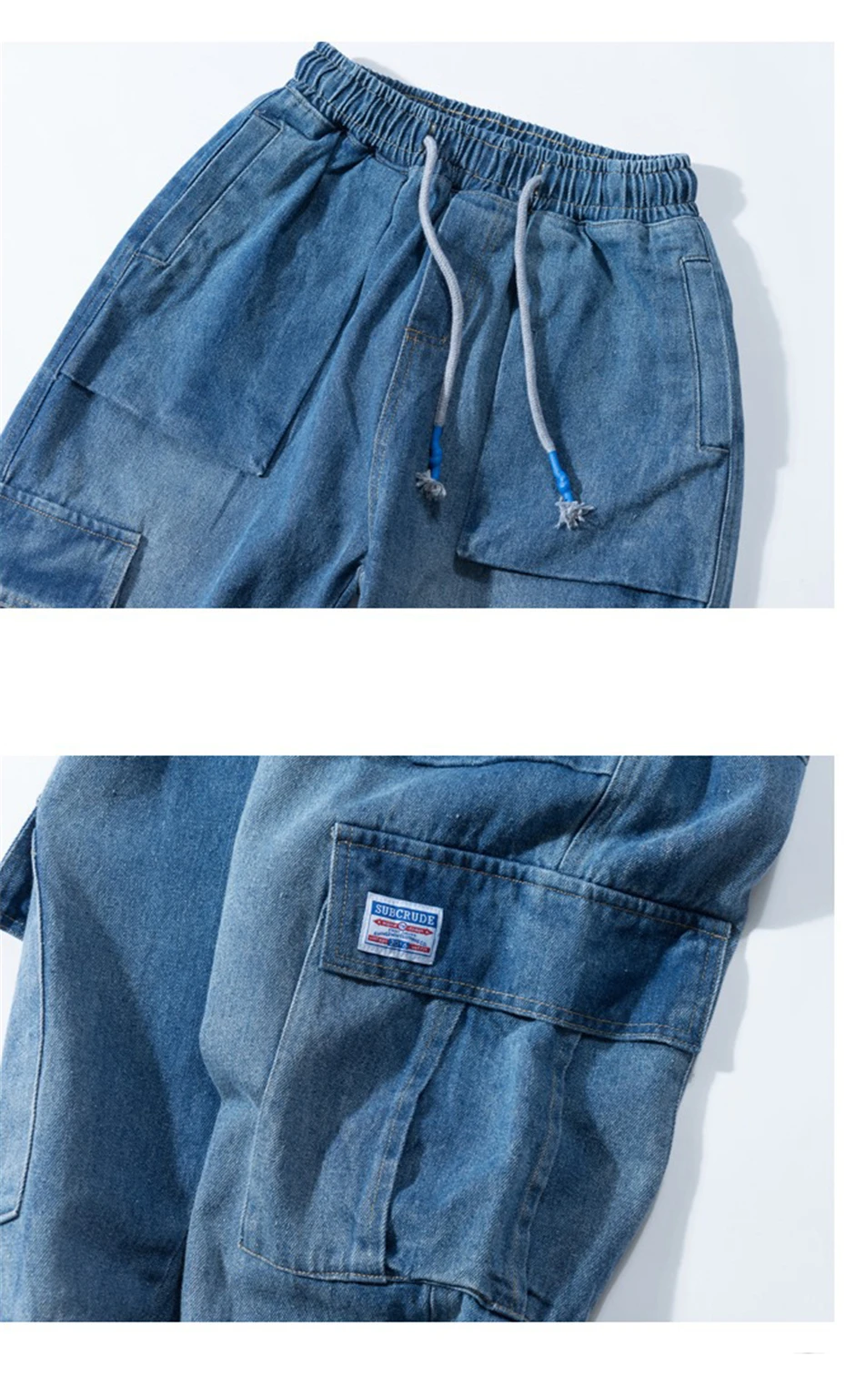 Мужские Винтажные модные Лоскутные Джинсовые штаны, уличная одежда, хип-хоп брюки-карго, мужские джинсы, шаровары, синие WB50
