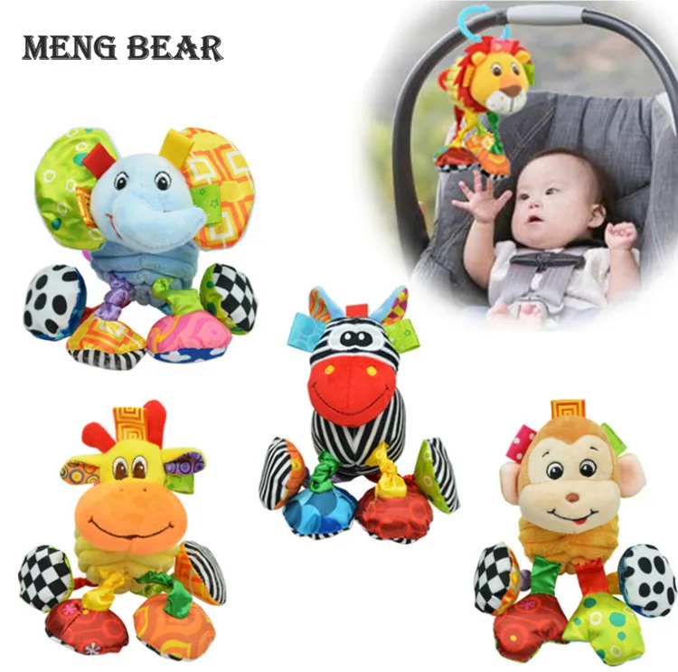 Baby Rattles Toys Cotton Infant Stroller Pram Crib Lathe Hanging Plush Toys For Newborns Babies Animal BIBI Rattle Mobile Toy