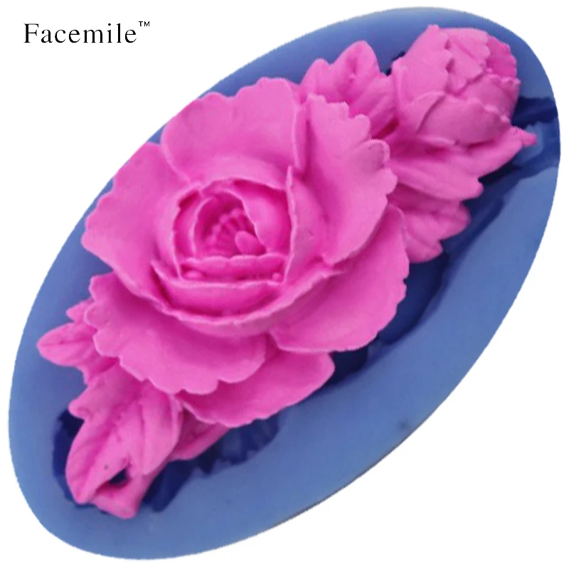 3D ROSE FLOWER Silicone Fondant Cake Mold Plant Leaf Chocolate Baking DIY Mould