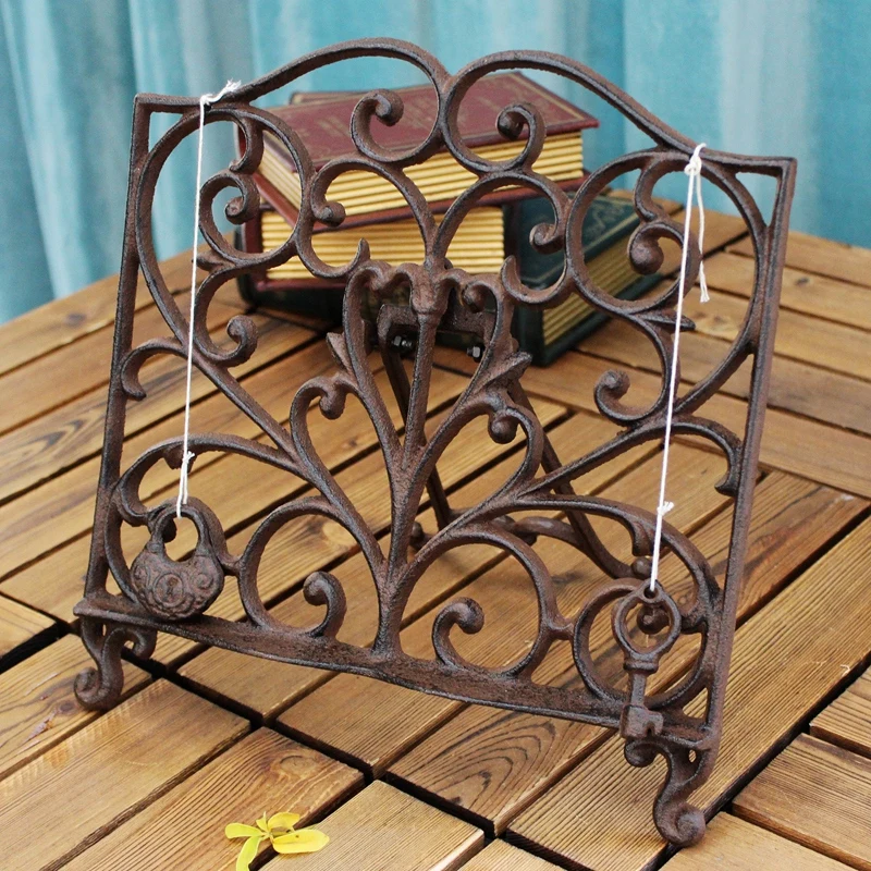 Vtg Wrought Iron Cast Iron Ornate Easel Picture Frame Holder Stand  Farmhouse