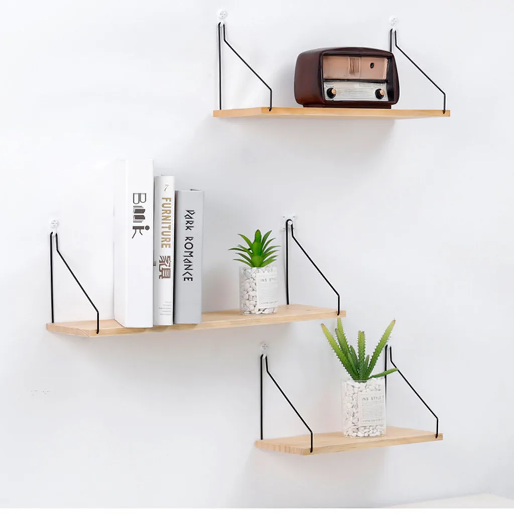 

Wall Shelf Wooden Floating Shelving Home Decorative Storage Wall Mounted Rack Home Office Storage
